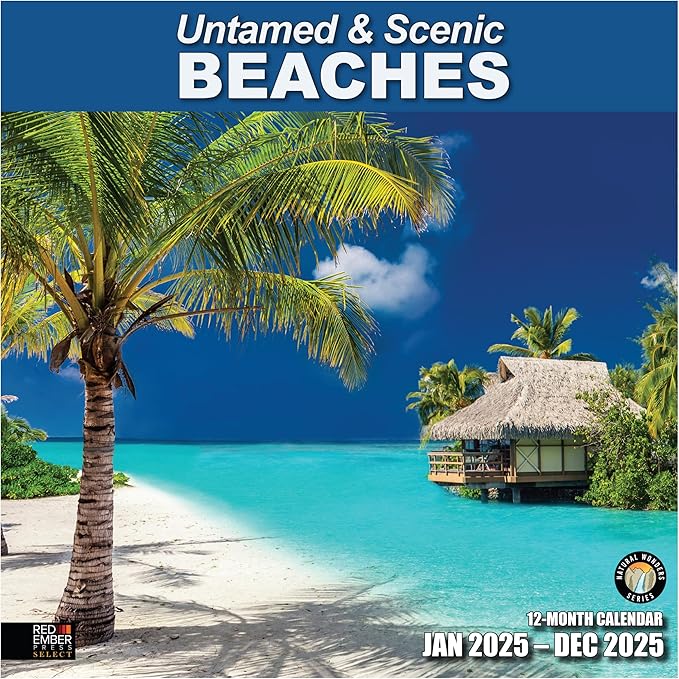 RED EMBER Select - Untamed & Scenic Beaches 2025 Wall Calendar 12 Month | 12" x 24" Open | Thick & Sturdy Paper | Giftable | Calendar 2025