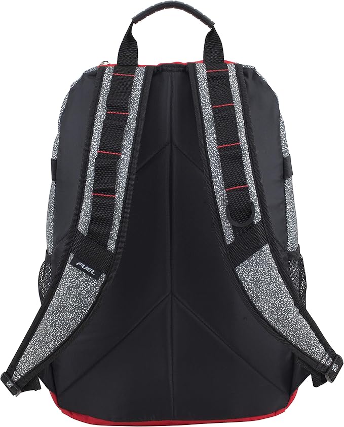 FUEL Hiking Backpack for Women Men Terra Sport, Travel, College, Gym, Work with Laptop Sleeve, Bungee, 18 Inches, Grey Static Dots