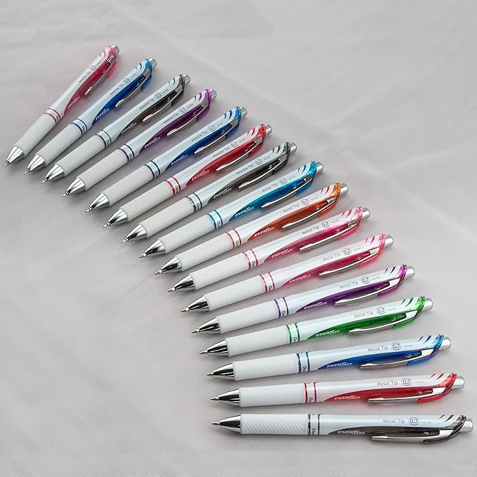 Pentel Gel Ink Pen, EnerGel Pearl RTX0.5mm, Fine Point, Needle Tip (BLN75WBP3A),Black