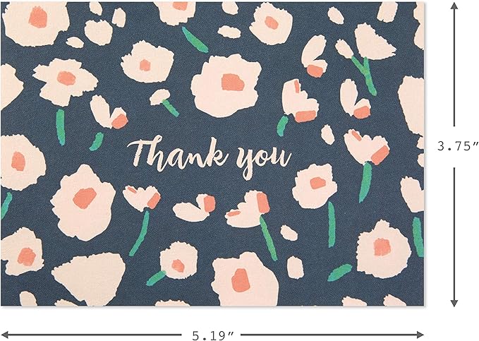 Hallmark Thank You Cards Assortment, Painted Florals (48 Cards with Envelopes for Baby Showers, Bridal Showers, Weddings, All Occasion)