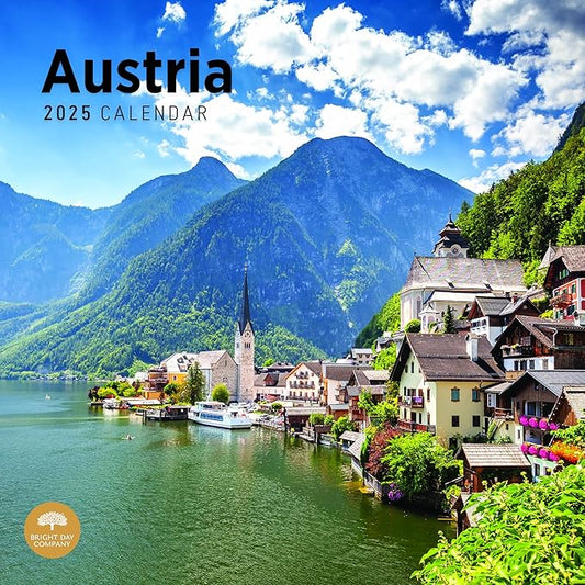2025 Austria Monthly Wall Calendar by Bright Day, 12 x 12 Inch Beautiful Landscape Photography Gift