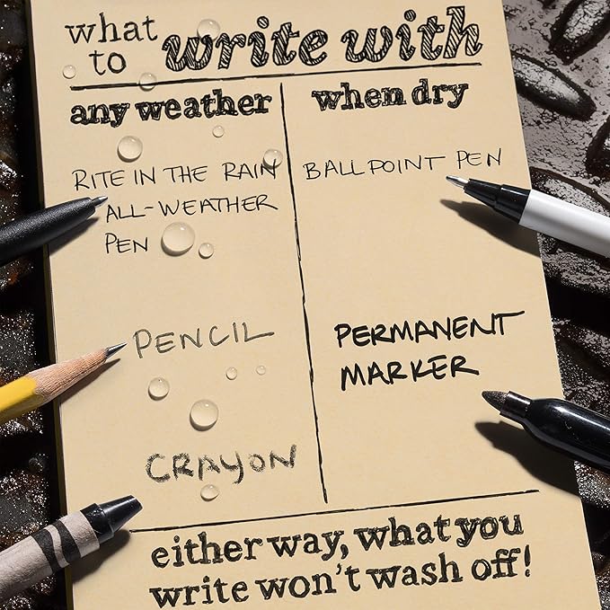 Rite in the Rain Weatherproof Side Spiral Kit: Tan CORDURA® Fabric Cover, 4.625" x 7" Tan Notebook, and Weatherproof Pen (No. 973T-KIT)