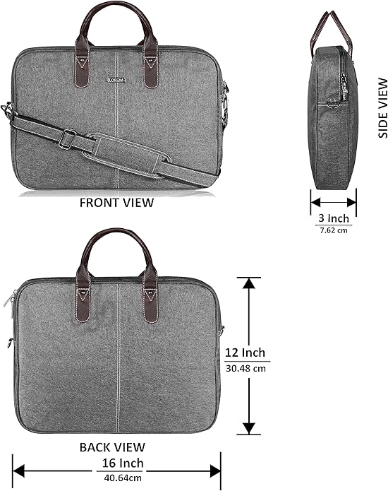 LOREM Leather Messenger Shoulder Bag Travel Crossbody Purse Briefcase Business Bag for 12Inch Laptop