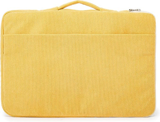 Kinmac Corduroy 360° Protective Water Resistant Laptop Case Bag Sleeve for HP Lenovo Dell ASUS Acer 14 inch Laptop,MacBook Pro 14 inch and Most 14 inch Laptop (Yellow)