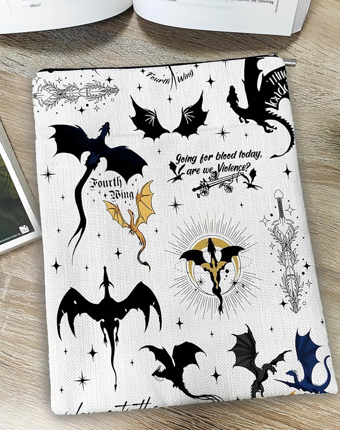 Romantasy Dark Academia Dragons Book Sleeve, Fantasy Novel Reader Gift, Bookish Gifts, Book Inspired Gift, Paperback Book Protector Book Cover Dragons Lovers Book Gifts (Dragons Book Sleeve-1106)