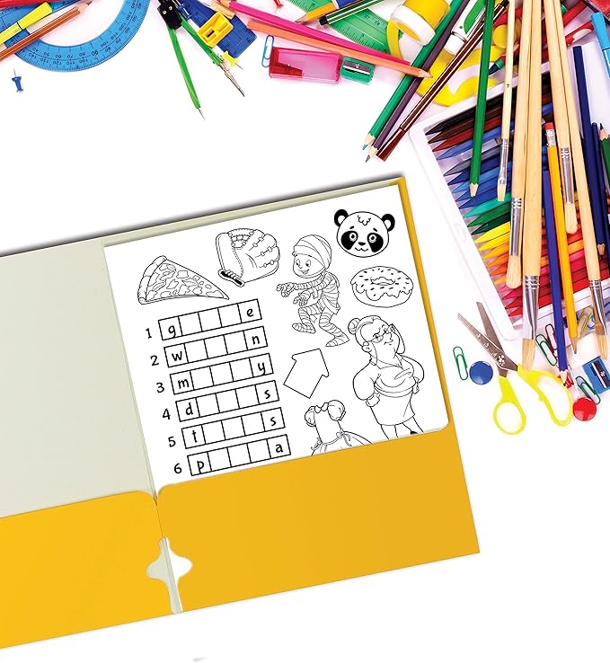 Better Office Products Two Pocket Portfolio Folders, 50-Pack, Yellow, Letter Size Paper Folders, 50 Pieces, Yellow