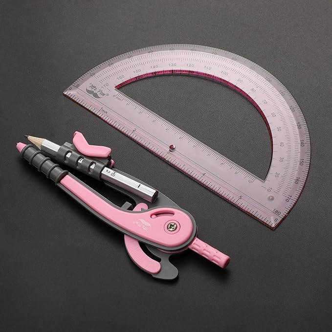Mr. Pen- Compass and Protractor Set, Rogue Pink, Compass Geometry Tool, Protractor and Compass Set, Compass Drawing Tool, Drawing Compass, Geometry Compass, Math Compass for Geometry
