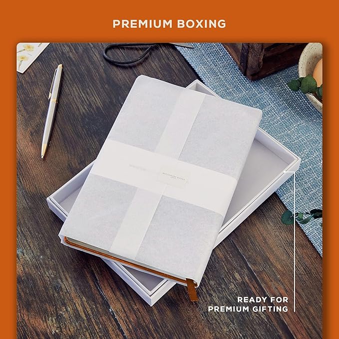 BEECHMORE BOOKS Lined Journal Notebook, 5.8 x 8.3 inch, A5 160 Lined Pages, Hardcover Leather Journals for Women, Men, Writing and Notebooks for Work - 120 GSM Thick Paper, Gifts Box Included