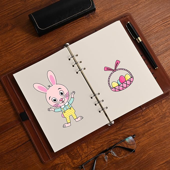 A5 Blank Paper,A5 Refill Paper,A5 Filler Paper,6 Hole Punched,Blank Paper Refills for A5 Filofax Planner Binder Journals Notes, 80 Sheets/160 Pages,5.6x8.3 Inch,Beige (2)