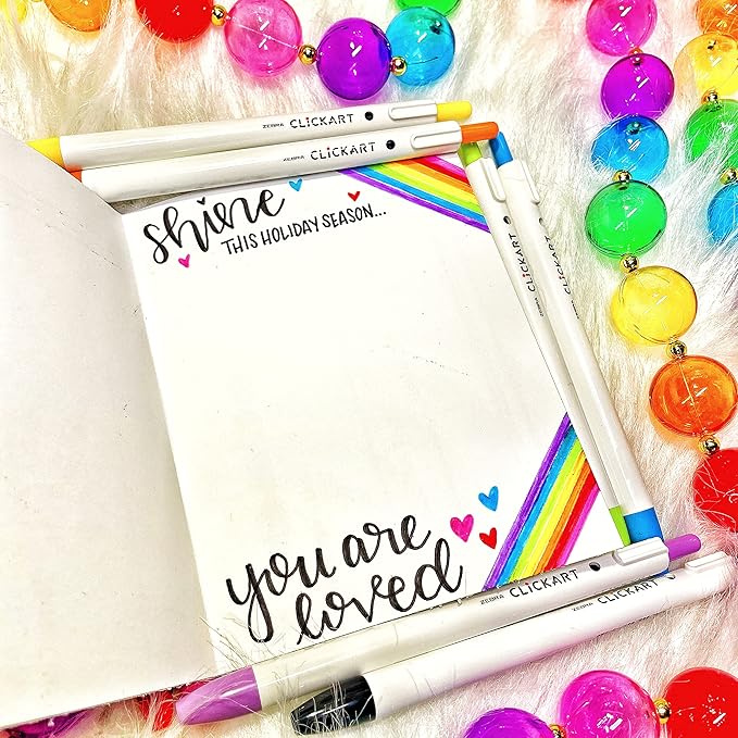 Zebra Pen ClickArt Retractable Marker Pen, Fine Point, 0.6mm, Assorted Standard, Light and Dark Ink Colors, 36-Pack (69836)