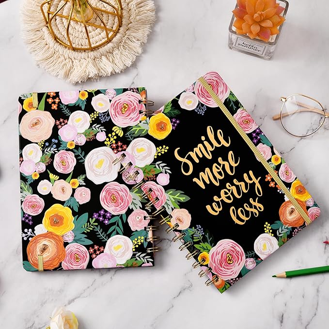 Frasukis Ruled Journal/Notebook- Lined Journal, 8.5" X 6.4", Ruled Spiral Notebook/Journal, Banded with Waterproof Hardcover, Journal for Women, Exquisite Inner Pocket for School, Office & Home