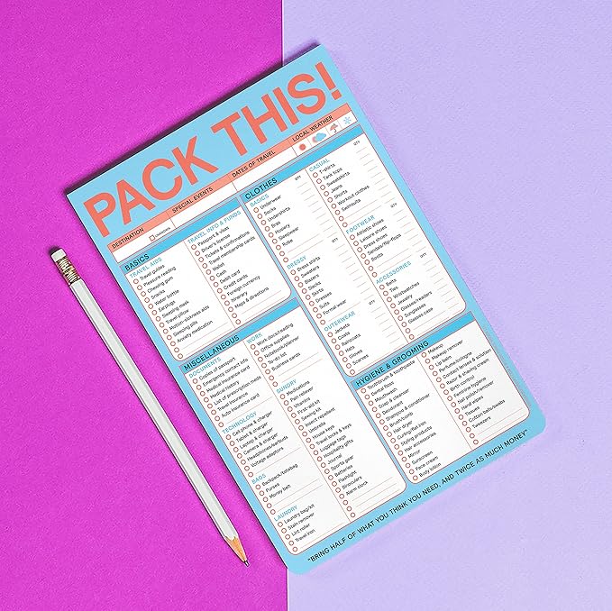 Knock Knock Pack This Pad (Pastel Version) - Packing List Pad & Travel Accessories, 6 x 9-inches
