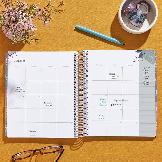 Erin Condren 12-Month Spiral Life Planner (Jan 2025 - Dec 2025) | 7x9 Weekly Planner with Monthly Calendars | Wildflowers Covers, Bold Blooms Interior, Vertical Layout, Platinum Coil