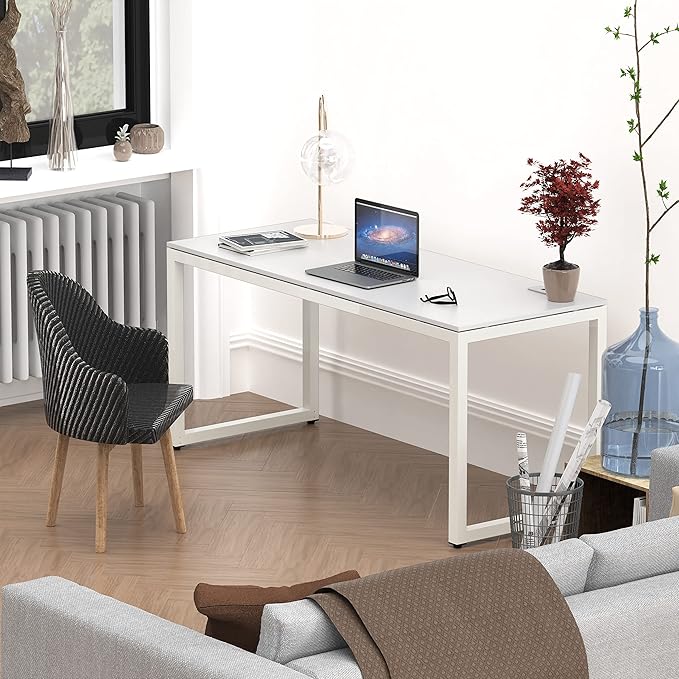 SHW 55-Inch Commercial-Grade Office Computer Desk, White