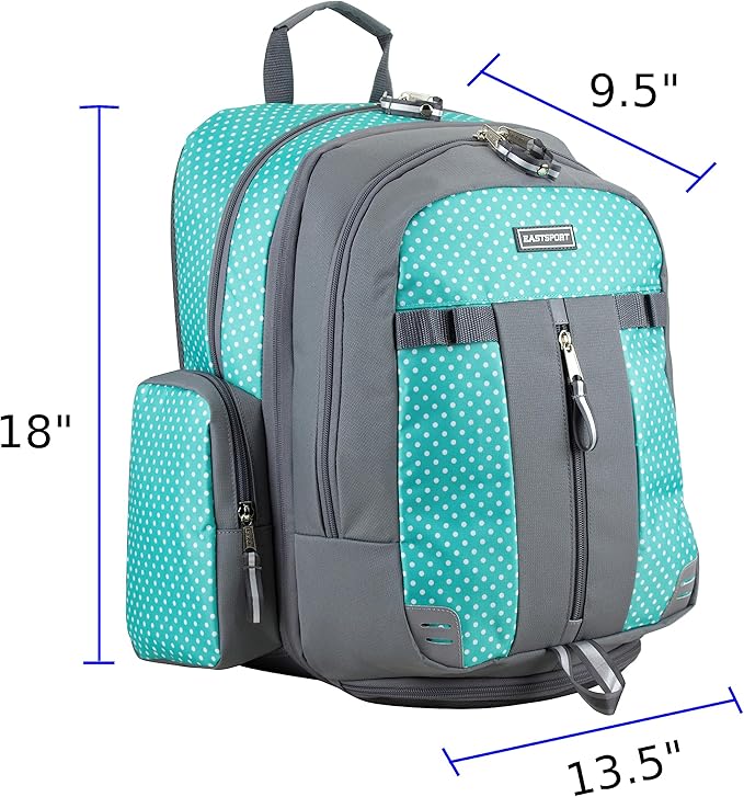 Eastsport Extra Large Backpack Expandable Oversized for Travel Hiking Work Camping Sports Outdoors with Drawstring Bag Mochila De Viaje Teeny Tiny Dots