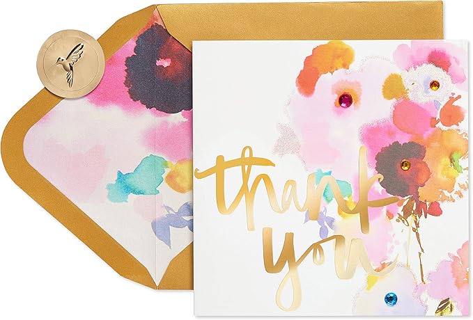 Papyrus Blank Thank You Card (Watercolor Flower)