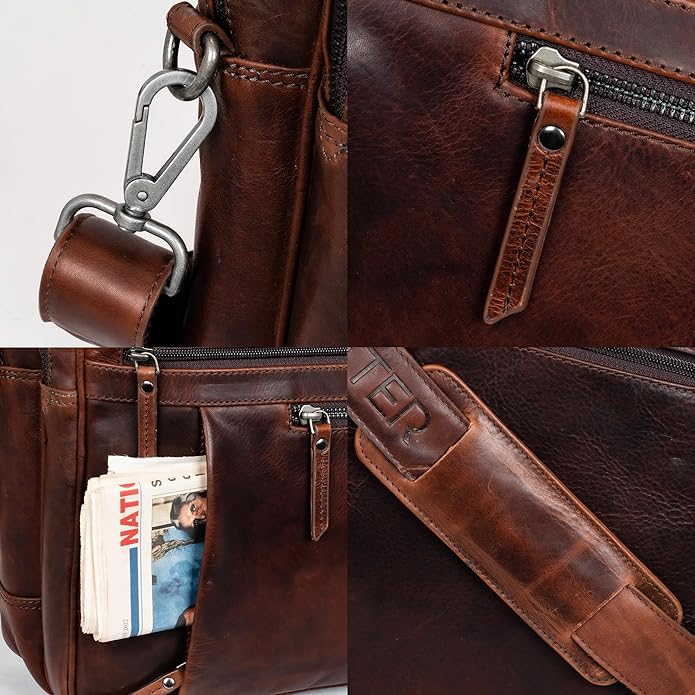 Marc Peter Laptop Bag Los Angeles I Leather Shoulder bag for 15.6 inch Laptop I Briefcase for men and women