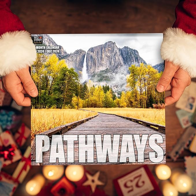 RED EMBER Signature - Pathways 2024 Wall Calendar 12 Month | 12" x 24" Open | Thick & Sturdy Paper | Giftable | Calendar 2024