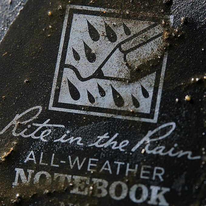 Rite In The Rain Weatherproof Side Spiral Notebook, 4.625" x 7", Black Cover, Universal Pattern, 3 Pack (No. 773L3)