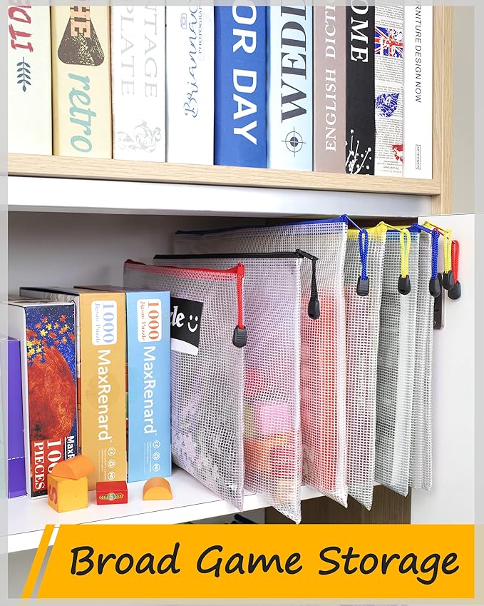 SUNEE Plastic Mesh Zipper Pouch 6x9 in (6 Colors, 12 Packs), Small Water-Resistant Zip Bag for School Office Supplies, Pencil Organizing Storage