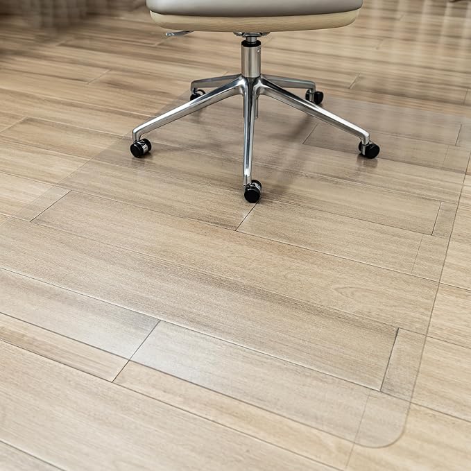Desk Chair Mat for Hardwood Floor, Plastic Floor Protector Mat with Non-Slip Texture, Rectangle Hard Floor Computer Chair Mat with Milled Edge (40"x48" inch)