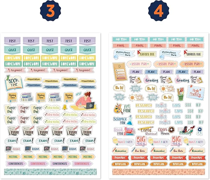 Teacher Planner Stickers Back to School Themed Planning Sticker Accessories for Student, Educators, homeschoolers, Women, Cute Happy Planner Productivity