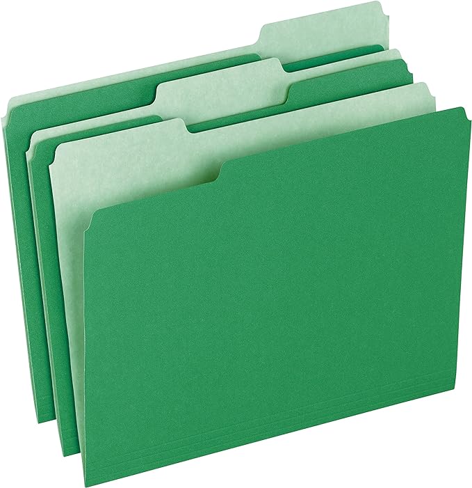 Pendaflex Two-Tone Color File Folders, Letter Size, 1/3 Cut, Bright Green, 100 Per box (152 1/3 BGR)
