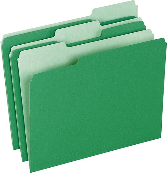 Pendaflex Two-Tone Color File Folders, Letter Size, 1/3 Cut, Bright Green, 100 Per box (152 1/3 BGR)