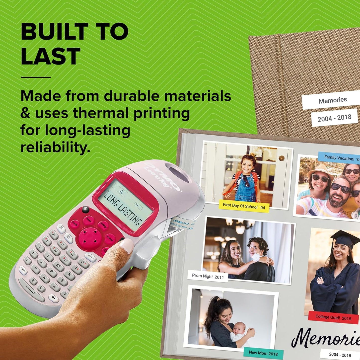 DYMO LetraTag LT-100H Handheld Label Maker ABC Keyboard Label Printer with Easy-to-Use, 13 Character LCD Screen Great for Home & Office Organisation Pink