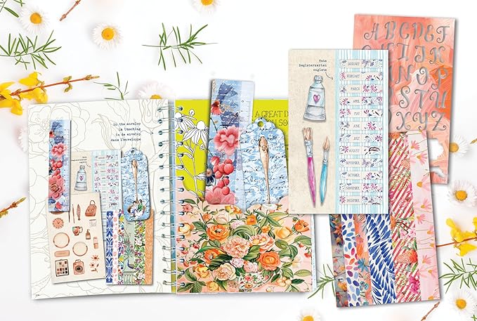 Daphne's Diary Daily Planner Journal 2025 | Everyday Agenda with Creative Designs, Fold-Out Montly Overviews, Shopping Lists | Decorative Weekly Planner Scrapbook full of art paper and art supplies