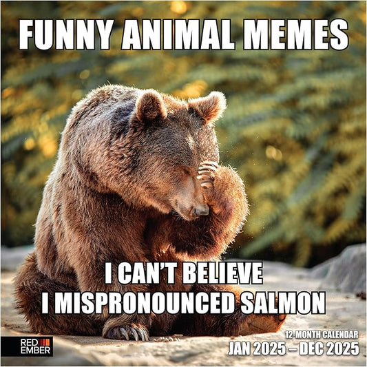 RED EMBER Funny Animal Memes 2025 Wall Calendar 12 Month | 12" x 24" Open | Thick & Sturdy Paper | Giftable | Calendar 2025