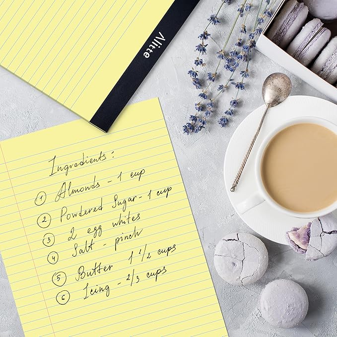 Yellow Legal Notepads 8.5 x 11, Pack of 12 - Perforated Wide Ruled Writing Pad - Premium Thick Paper, No Ink Bleeding - Blank Legal Pads For Home, Office, School, Business - 50 Sheets Per