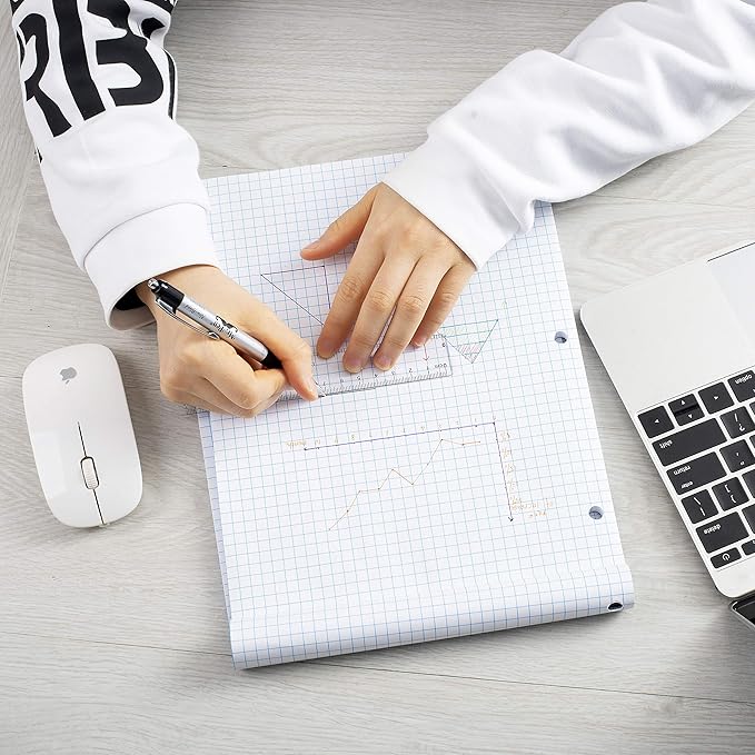 Mr. Pen- Engineering Paper, Graph Paper, 5x5 (5 Squares per inch), 8.5"x11", 55 Sheets, 3-Hole Punched, Grid Paper, Graphing Paper, Computation Pads, Drafting Pad, Blueprint Paper