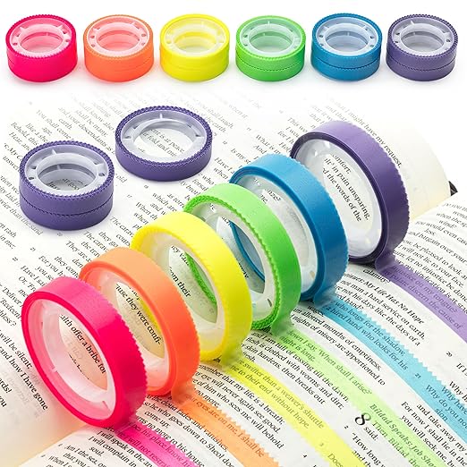 Mr. Pen- Highlighter Tape, 12 Rolls, 0.31" x 16.5 ft, Bible Highlighter Tape, Colorful Highlighter Strips, Transparent Highlighter Tape Removable for Books, Highlighting Tape, Highlight Tape
