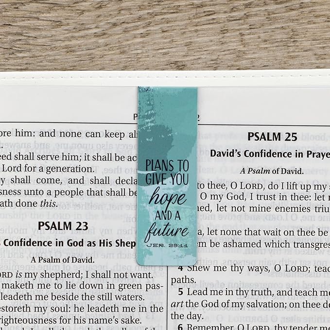 Christian Art Gifts Set of 6 Beloved Scripture Favorites with Abstract Scenic Bookmark Rectangular Folded Magnetic Pastel Design Inspirational Magnetic Bible Verse Bookmark, Size Small 2.3" x 0.8"