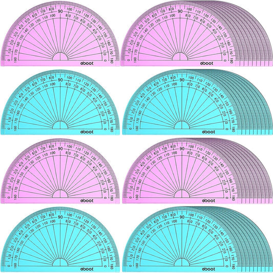 EBOOT 50 Pcs Math Protractors Plastic Protractor 180 Degrees, 4 Inches (Pink,Blue)