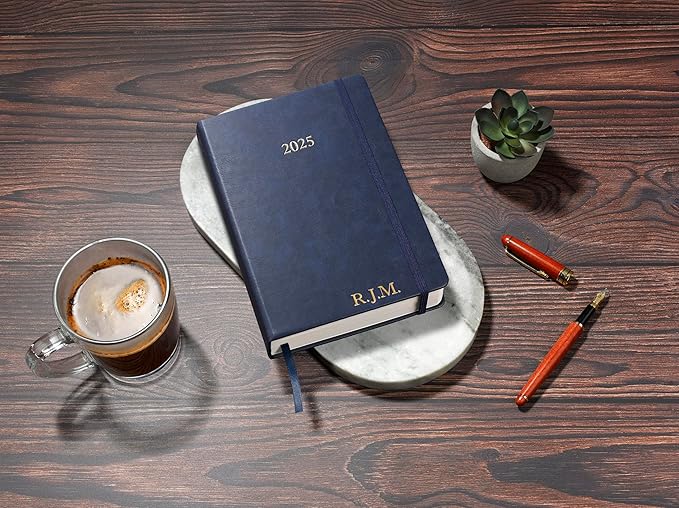 Wykeham's Executive 2025 Daily Journal Planner – Customization Available (Personalized Royal Blue, 8.5"×5.5")