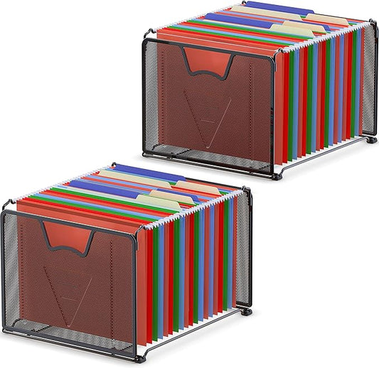 Simple Houseware Mesh Hanging File Organizer, Black - 2 Pack