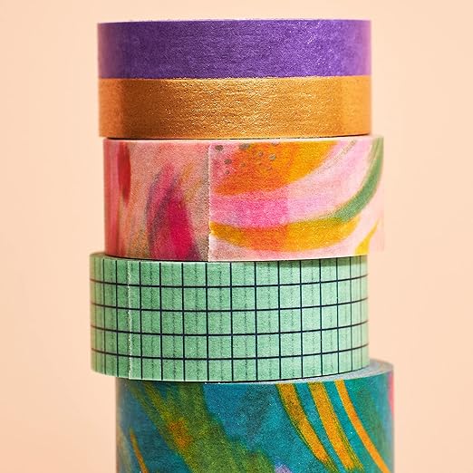 Erin Condren Washi Tape 4-Pack - EttaVee Inspire Accent Tape. Decorative and Stylish Adhesive Tape for Organizing Notebooks and Highlighting Important Tasks. Four 16 ft Rolls Printed Washi