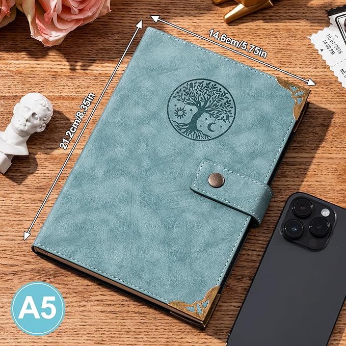 Tree of Life Journal for Women Journals for Writing 260 Lined Pages Hardcover Leather Journal Notebooks for Men, 5.7”x8.3”, Blue