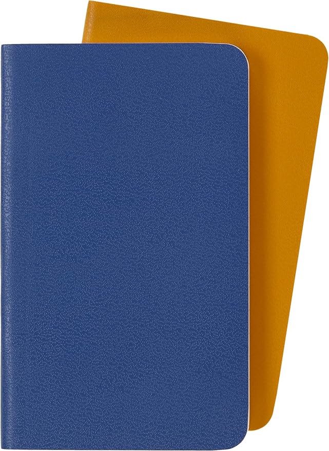 Moleskine Volant Journal, Soft Cover, XS (2.5" x 4") Plain/Blank, Forget-Me-Not Blue/Amber Yellow, 56 Pages (Set of 2)