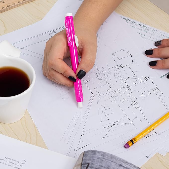 Mr. Pen- Retractable Mechanical Pencil Eraser, Pack of 6, Vibrant Colors, Artist & Pen Eraser