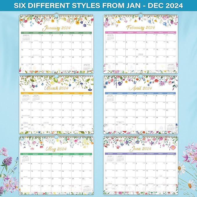 2024 Calendar - Wall Calendar 2024, Jan. - Dec. 2024, 14.6" x 11.5", 2024 Calendar 12 Month Planner, Wall Calendar