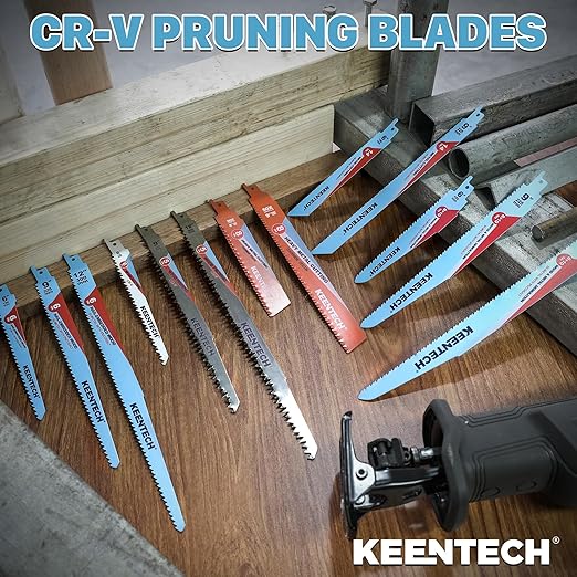 KEENTECH CR-V Sawzall Pruning Blades, 6 Inch 6TPI, with Fleam Ground Teeth for Tree Branch Root Wood, PVC Pipe Cutting, Reciprocating Saw Blade Fast Cutting for Professional, DIYer, Gardener, 5 Pack