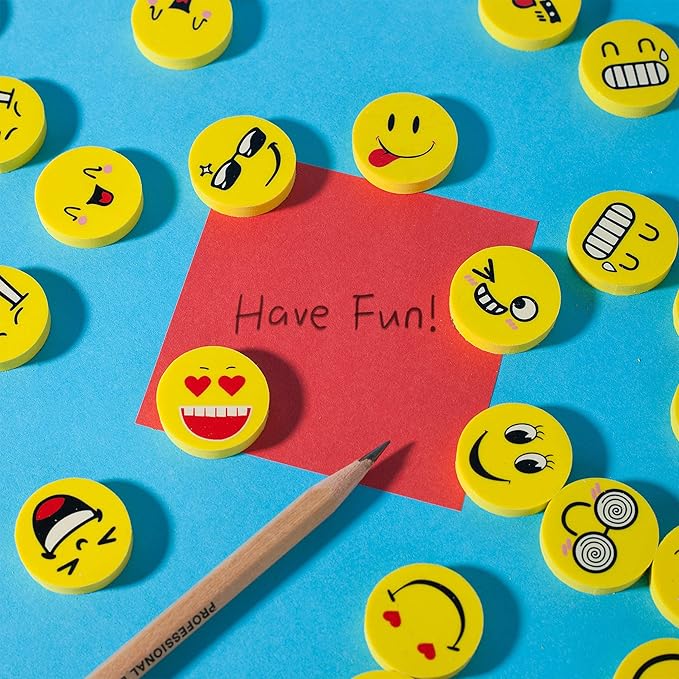 Mr. Pen- Smiley Eraser Pack, 64 Mini Pencil Erasers for Kids & Students, Fun & Cute School Supplies, Easter Egg Fillers