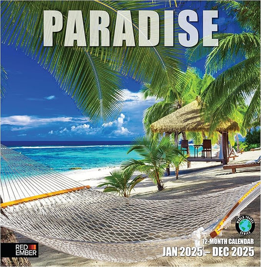 RED EMBER Paradise 2025 Wall Calendar 12 Month | 12" x 24" Open | Thick & Sturdy Paper | Giftable | Calendar 2025