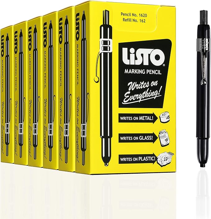 Listo 1620 BLACK COLOR - China Markers/Grease Pencils/China Marking/Pencils/Wax Pencils - Made in USA (72)