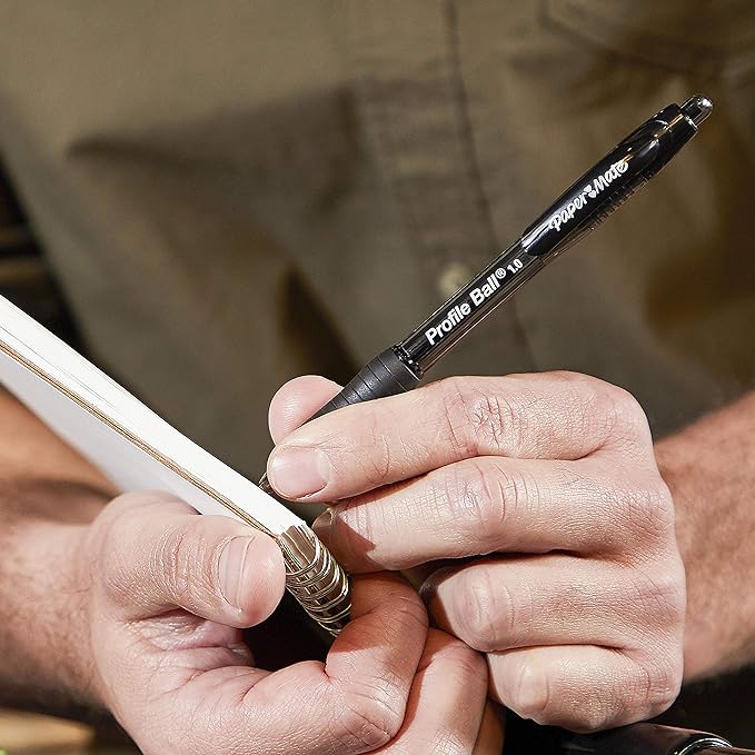 Paper Mate Ballpoint Pen, Profile Retractable Pen, Medium Point (1.0mm), Blue, 12 Count