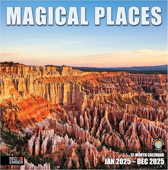 RED EMBER Magical Places 2025 Wall Calendar 12 Month | 12" x 24" Open | Thick & Sturdy Paper | Giftable | Calendar 2025