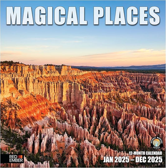 RED EMBER Magical Places 2025 Wall Calendar 12 Month | 12" x 24" Open | Thick & Sturdy Paper | Giftable | Calendar 2025